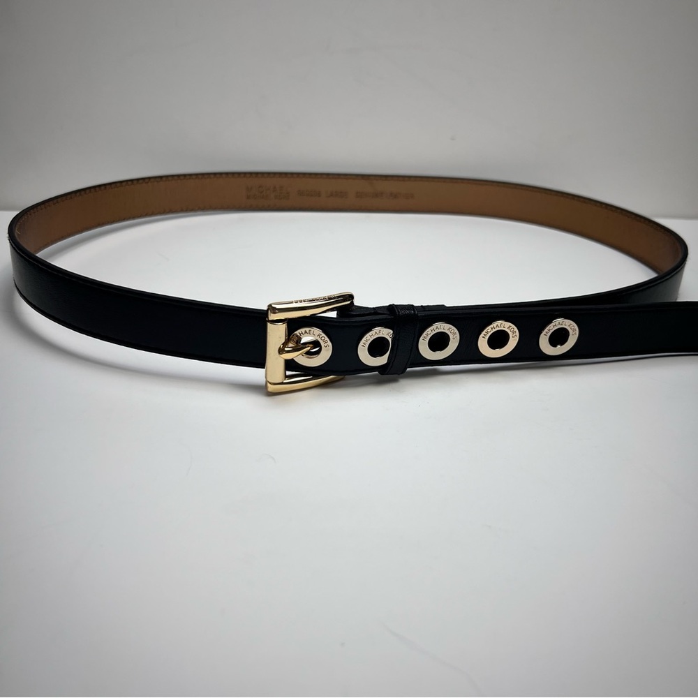 MICHAEL MICHAEL KORS BELT Size Large Black Leather with Gold Hardware (NWOT) - Picture 7 of 7